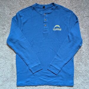 NWOT Dunbrooke LA Chargers Mens XL Long Sleeve Waffle Shirt Henley Thermal
